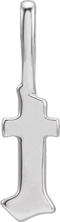 14K Gold Initial T Gothic Pendant - White Gold