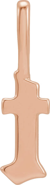 14K Gold Initial T Gothic Pendant - Rose Gold