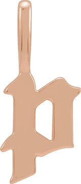 14K Gold Initial P Gothic Pendant