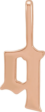 14K Gold Initial Q Gothic Pendant - Rose Gold