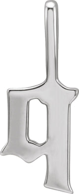 14K Gold Initial Q Gothic Pendant - White Gold