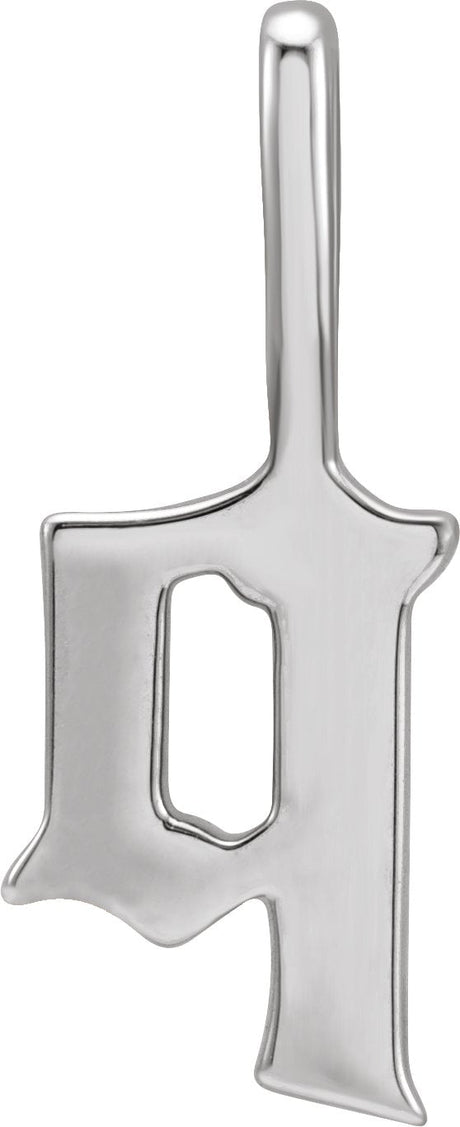 14K Gold Initial Q Gothic Pendant - White Gold