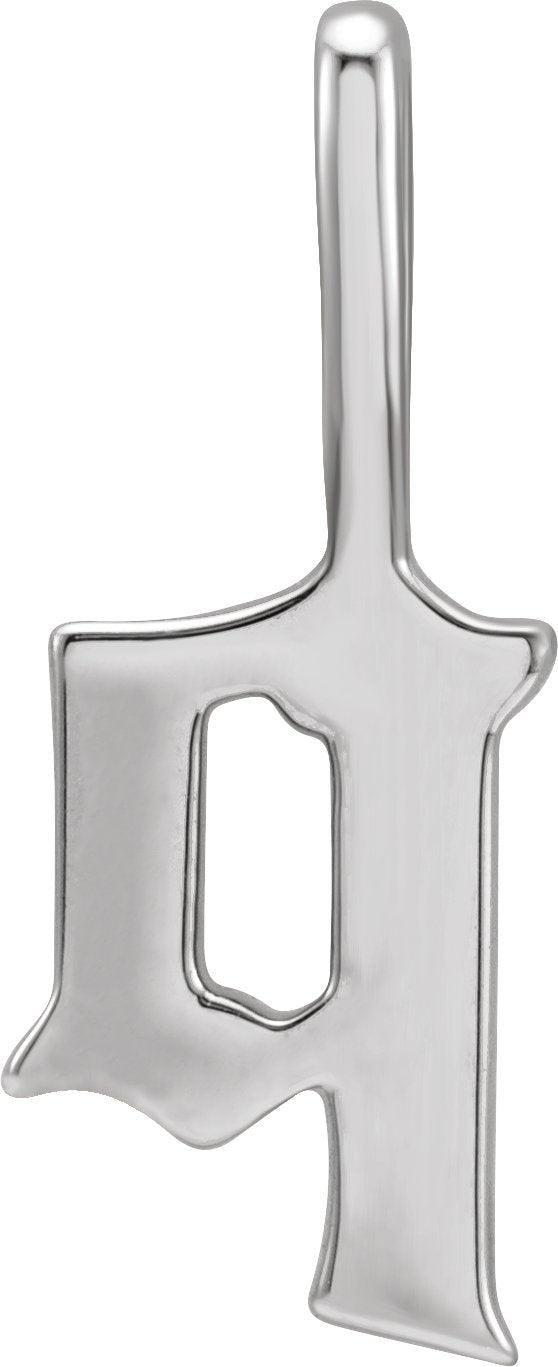 14K Gold Initial Q Gothic Pendant - White Gold