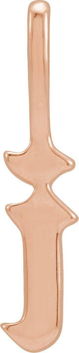 14K Gold Initial I Gothic Pendant - Rose Gold