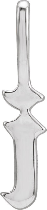 14K Gold Initial I Gothic Pendant - White Gold