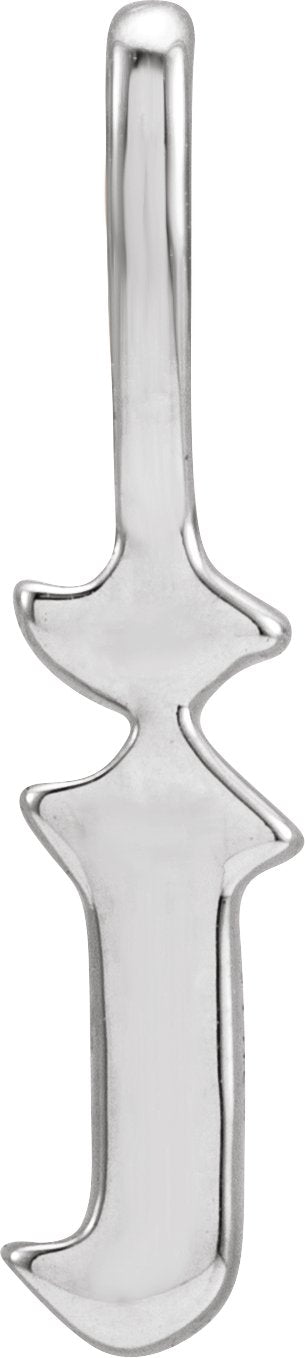 14K Gold Initial I Gothic Pendant - White Gold