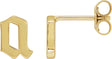14K Gold Initial A Gothic Earring
