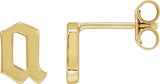 14K Gold Initial A Gothic Earring