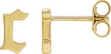 14K Gold Initial C Gothic Earring