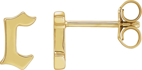 14K Gold Initial C Gothic Earring