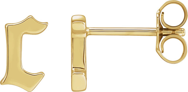14K Gold Initial C Gothic Earring