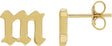 14K Gold Initial M Gothic Earring