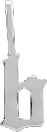 14K Gold Initial B Gothic Pendant - White Gold
