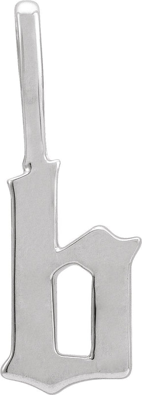 14K Gold Initial B Gothic Pendant - White Gold