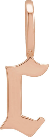 14K Gold Gothic Initial Pendant - Rose Gold