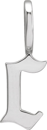 14K Gold Gothic Initial Pendant - White Gold