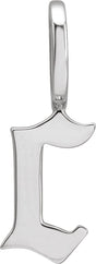 14K Gold Gothic Initial Pendant - White Gold