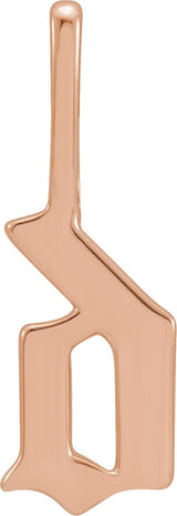 14K Gold Initial D Gothic Pendant - Rose Gold