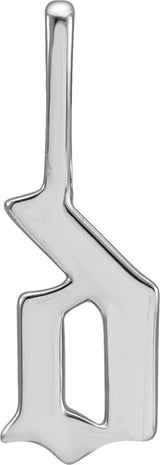 14K Gold Initial D Gothic Pendant - White Gold