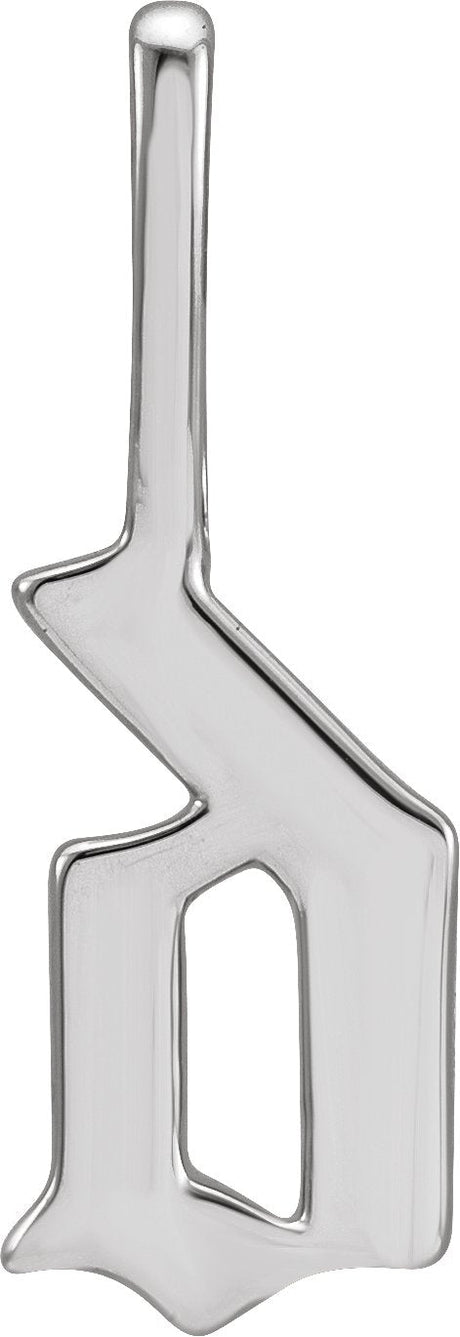14K Gold Initial D Gothic Pendant - White Gold