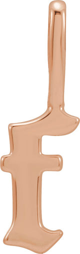 14K Gold Initial F Gothic Pendant - Rose Gold