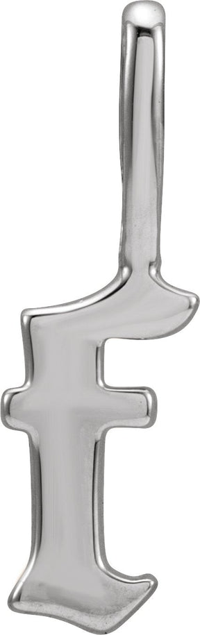 14K Gold Initial F Gothic Pendant - White Gold