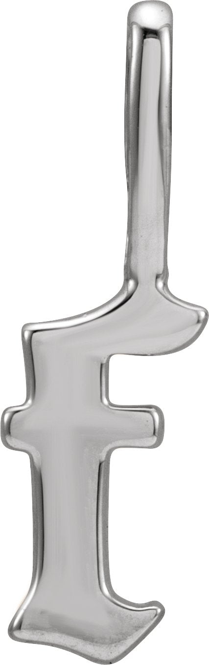 14K Gold Initial F Gothic Pendant - White Gold