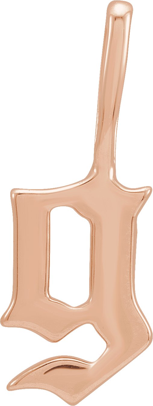 14K Gold Initial G Gothic Pendant - Rose Gold