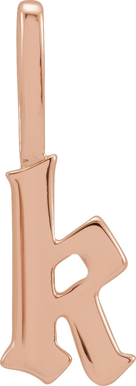 14K Gold Initial K Gothic Pendant - Rose Gold