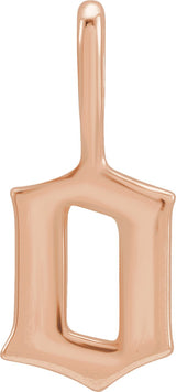 14K Gold Initial O Gothic Pendant - Rose Gold