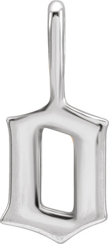 14K Gold Initial O Gothic Pendant - White Gold