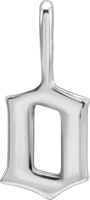 14K Gold Initial O Gothic Pendant - White Gold