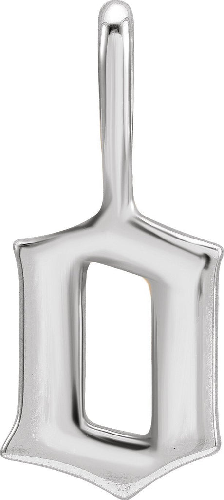 14K Gold Initial O Gothic Pendant - White Gold