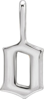 14K Gold Initial O Gothic Pendant - White Gold