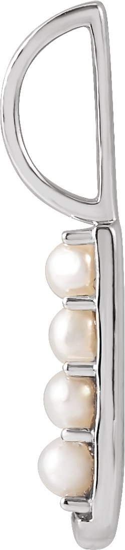 14K Gold Cultured White Freshwater Pearl Initial J Pearl Pendant - view 4