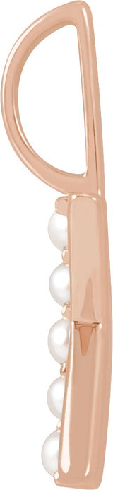 14K Gold Cultured White Freshwater Pearl Initial K Pearl Pendant - view 4