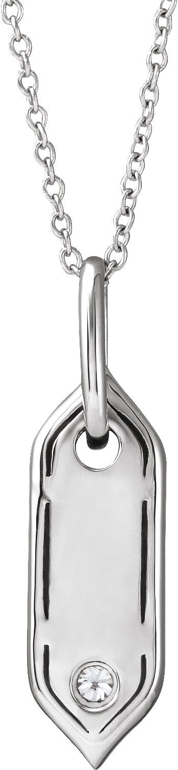 14K Gold Round Natural Diamond Initial Necklace - White Gold - view 6