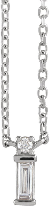 Platinum Straight Baguette Natural Diamond Baguette Bar Necklace – up to 0.05 CTW
