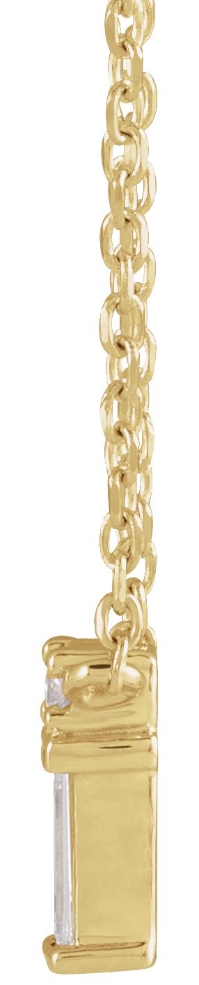 14K Gold Straight Baguette Natural Diamond Baguette Bar Necklace – up to 0.05 CTW - Yellow Gold - view 2