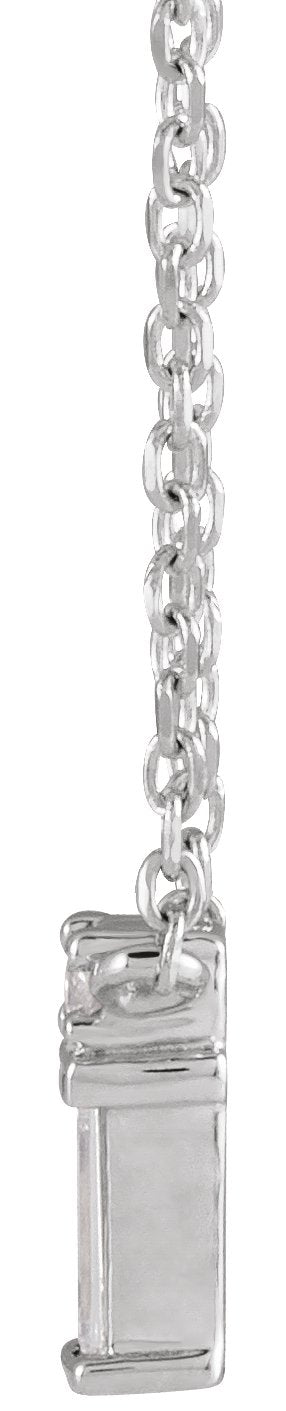 Platinum Straight Baguette Natural Diamond Baguette Bar Necklace – up to 0.05 CTW - view 2