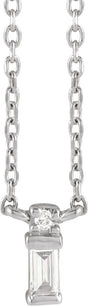 Platinum Straight Baguette Natural Diamond Baguette Bar Necklace – up to 0.05 CTW
