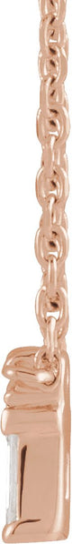 14K Gold Straight Baguette Natural Diamond Baguette Bar Necklace – up to 0.05 CTW - Rose Gold - view 2