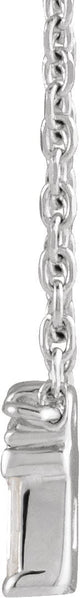 14K Gold Straight Baguette Natural Diamond Baguette Bar Necklace – up to 0.05 CTW - White Gold - view 2