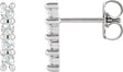 Platinum Round Natural Diamond Cabochon Bar Earrings