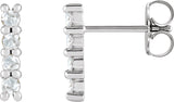 Platinum Round Natural Diamond Cabochon Bar Earrings