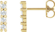 14K Gold Round Natural Diamond Cabochon Bar Earrings - Yellow Gold