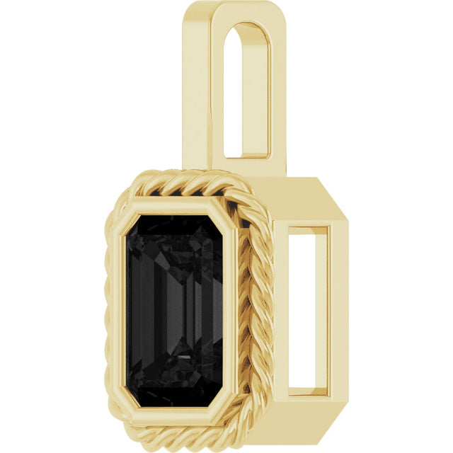 Men's 14K Gold Natural Black Onyx Emerald Bezel-Set Men's Pendant - Yellow Gold - view 2