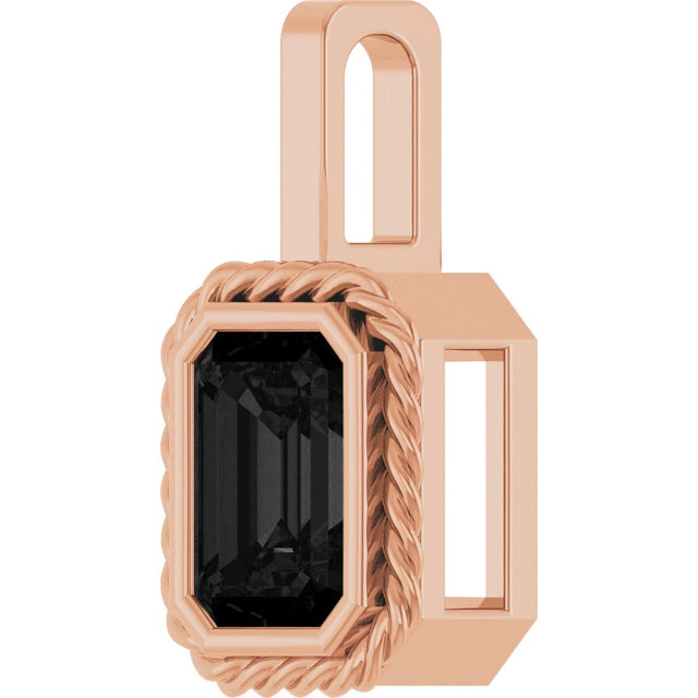 Men's 14K Gold Natural Black Onyx Emerald Bezel-Set Men's Pendant - Rose Gold - view 2