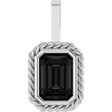 Men's Platinum Natural Black Onyx Emerald Bezel-Set Men's Pendant