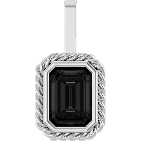 Men's Platinum Natural Black Onyx Emerald Bezel-Set Men's Pendant